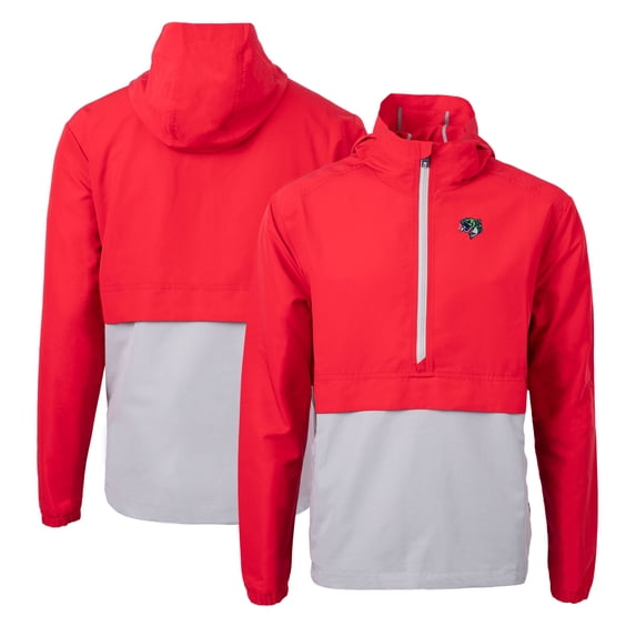 Men's Cutter & Buck Red Gwinnett Stripers Charter Eco Recycled Half-Zip Anorak Jacket