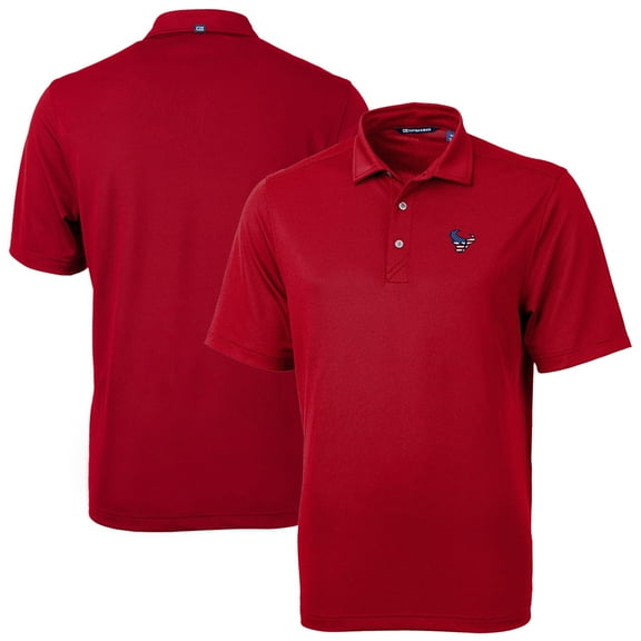 Men's Cutter & Buck Red Houston Texans Americana Big & Tall Team Virtue Eco Pique Recycled Polo