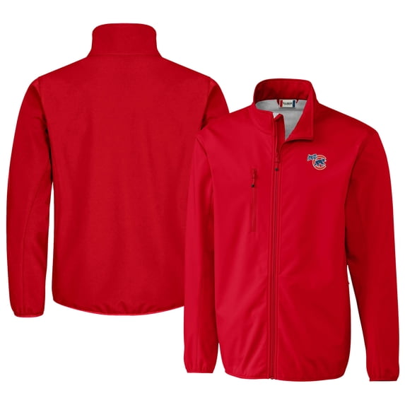 Men's Cutter & Buck Red Iowa Cubs Clique Trail Eco Stretch Softshell Full-Zip Jacket