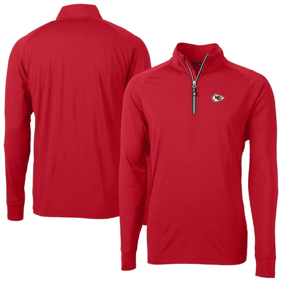 Men's Cutter & Buck Red Kansas City Chiefs Adapt Eco DryTec Raglan Quarter-Zip Jacket