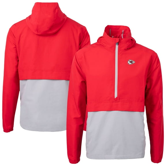 Men's Cutter & Buck Red Kansas City Chiefs Charter Eco Recycled Anorak Half-Zip Jacket