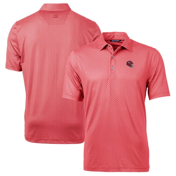 Men's Cutter & Buck  Red Kansas City Chiefs Helmet Pike Banner Print Stretch Polo