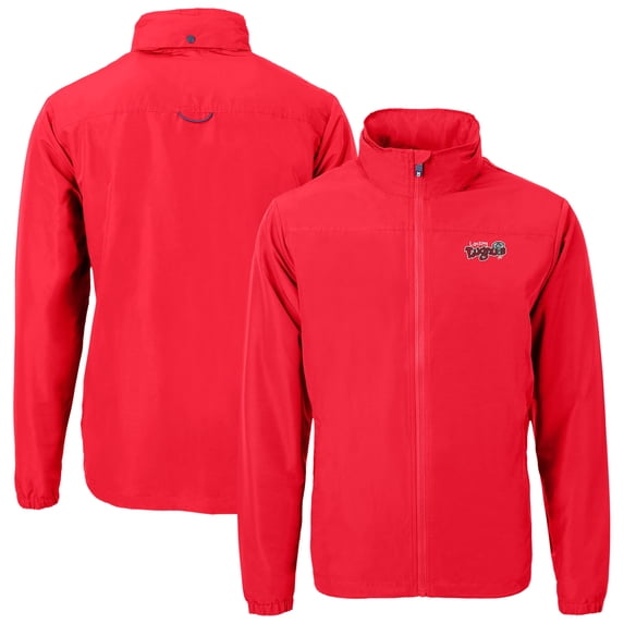 Men's Cutter & Buck Red Lansing Lugnuts Big & Tall Charter Eco Knit Recycled Full-Zip Jacket