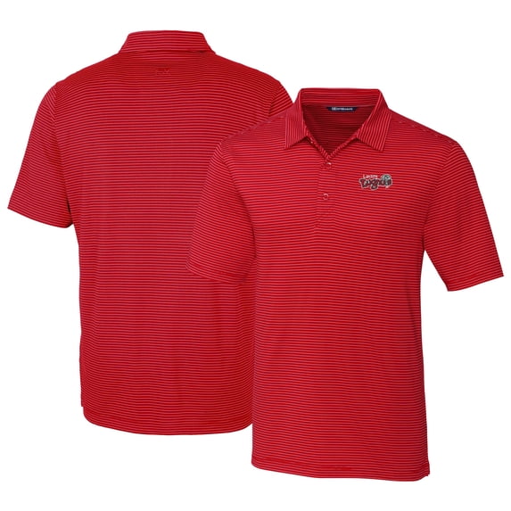 Men's Cutter & Buck Red Lansing Lugnuts Forge Pencil Stripe Stretch DryTec Polo