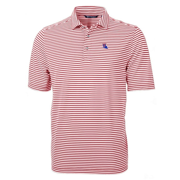 Men's Cutter & Buck Red Louisiana Tech Bulldogs Virtue Eco Pique Stripe Recycled Polo