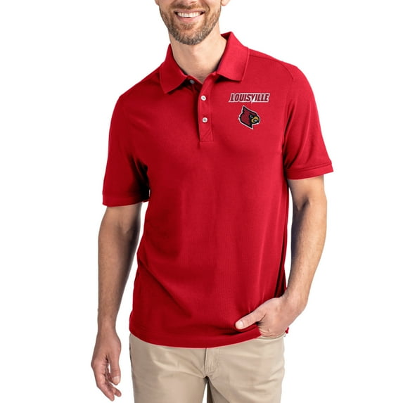 Men's Cutter & Buck Red Louisville Cardinals Advantage Eco Pique Tri-Blend Polo
