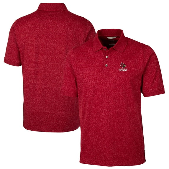 Men's Cutter & Buck Red Louisville Cardinals Alumni Logo Advantage Space Dye Tri-Blend DryTec Polo