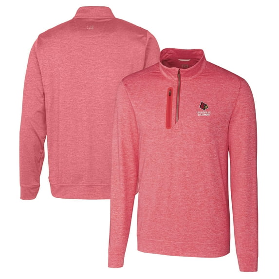 Men's Cutter & Buck Red Louisville Cardinals Alumni Logo Stealth Heathered Quarter-Zip Pullover Top