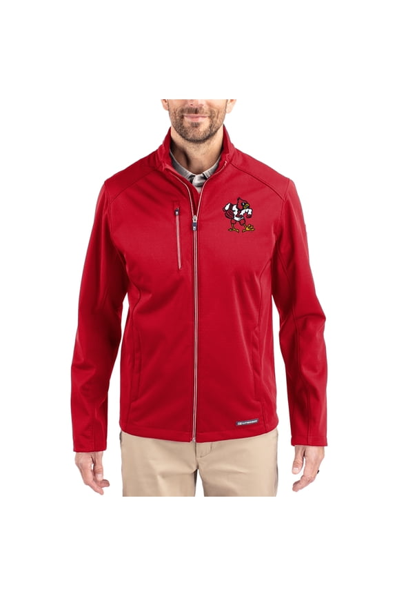 Men's Cutter & Buck Red Louisville Cardinals Evoke Eco Softshell Recycled Full-Zip Jacket