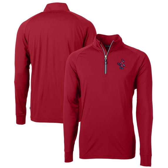 Men's Cutter & Buck Red Memphis Redbirds Adapt Eco Knit Stretch Recycled Quarter-Zip Pullover