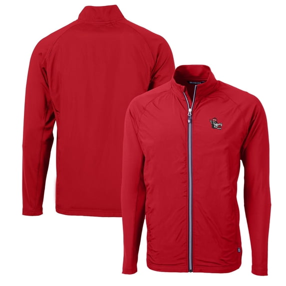 Men's Cutter & Buck Red NC State Wolfpack Adapt Eco Knit Hybrid Recycled Full-Zip Jacket