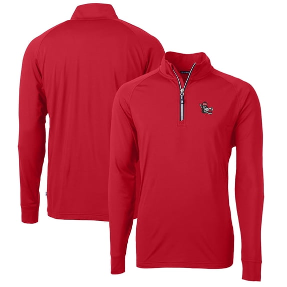 Men's Cutter & Buck Red NC State Wolfpack Adapt Eco Knit Stretch Recycled Big & Tall Quarter-Zip Pullover Top