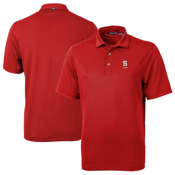 Men's Cutter & Buck Red NC State Wolfpack Alumni Logo Virtue Eco Pique Recycled Polo
