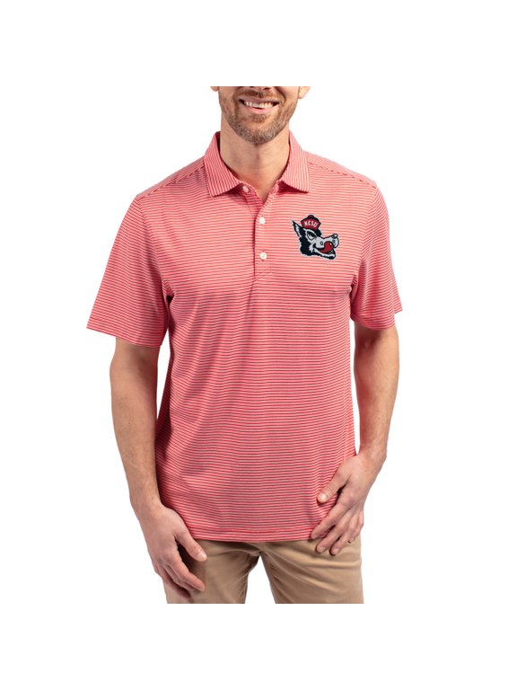 Men's Cutter & Buck Red NC State Wolfpack Forge Eco Double Stripe Stretch Recycled Polo