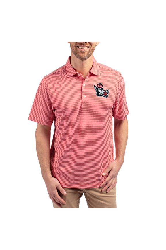 Men's Cutter & Buck Red NC State Wolfpack Forge Eco Double Stripe Stretch Recycled Polo