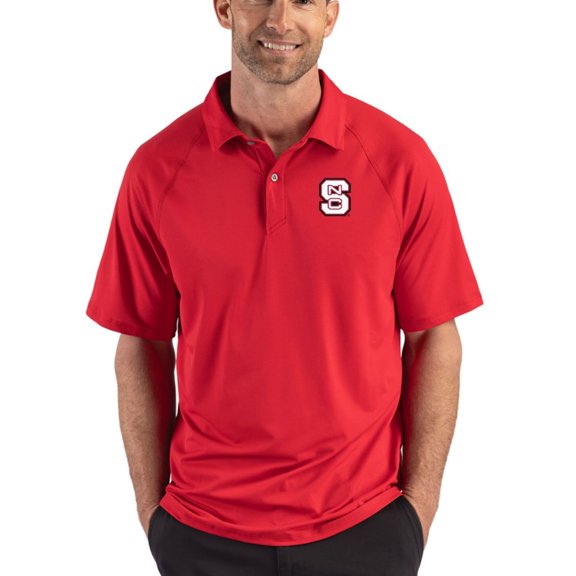 Men's Cutter & Buck Red NC State Wolfpack Recycled Featherlight Stretch Sport Polo