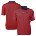 thumbnail image 1 of Men's Cutter & Buck Red/Navy Miami Dolphins Virtue Eco Pique Micro Stripe Recycled Polo, 1 of 3