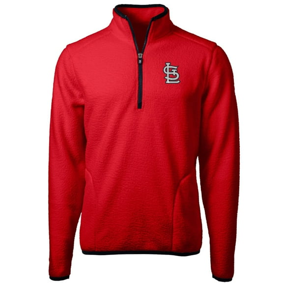 Men's Cutter & Buck Red/Navy St. Louis Cardinals Cascade Eco Sherpa Fleece Quarter-Zip Pullover Jacket