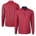 thumbnail image 1 of Men's Cutter & Buck Red/Navy Texas Rangers Virtue Eco Pique Micro Stripe Recycled Quarter-Zip Pullover Top, 1 of 3