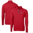 thumbnail image 1 of Men's Cutter & Buck Red New England Patriots Adapt Eco Knit Stretch Recycled Quarter-Zip Throwback Pullover Top, 1 of 3