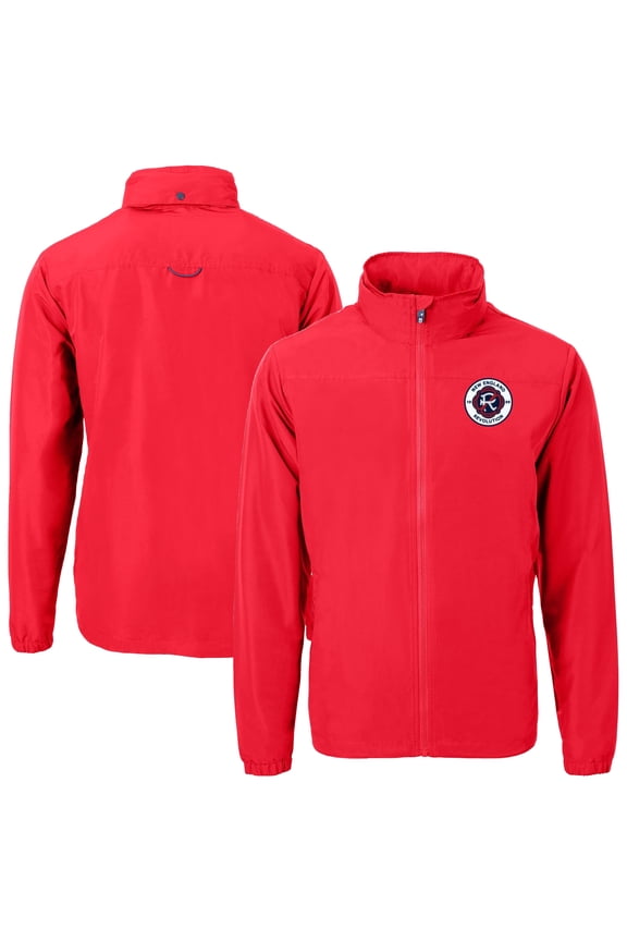 Men's Cutter & Buck  Red New England Revolution Big & Tall Charter Eco Knit Recycled Full-Zip Hoodie Jacket