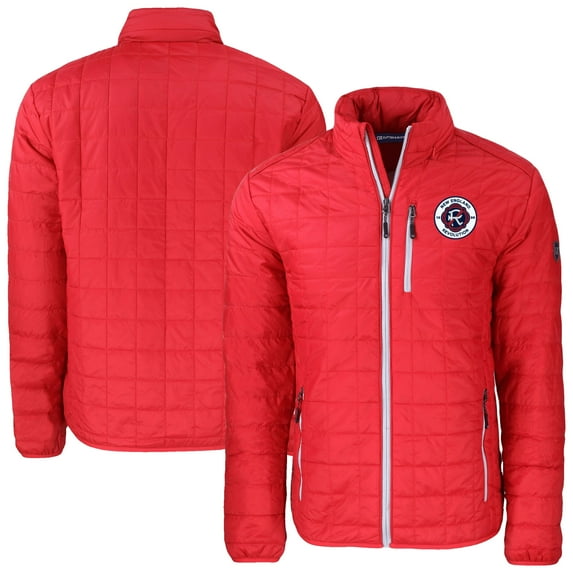 Men's-Cutter & Buck Red New England Revolution Big & Tall Rainier PrimaLoft Eco Insulated Full-Zip Puffer Jacket