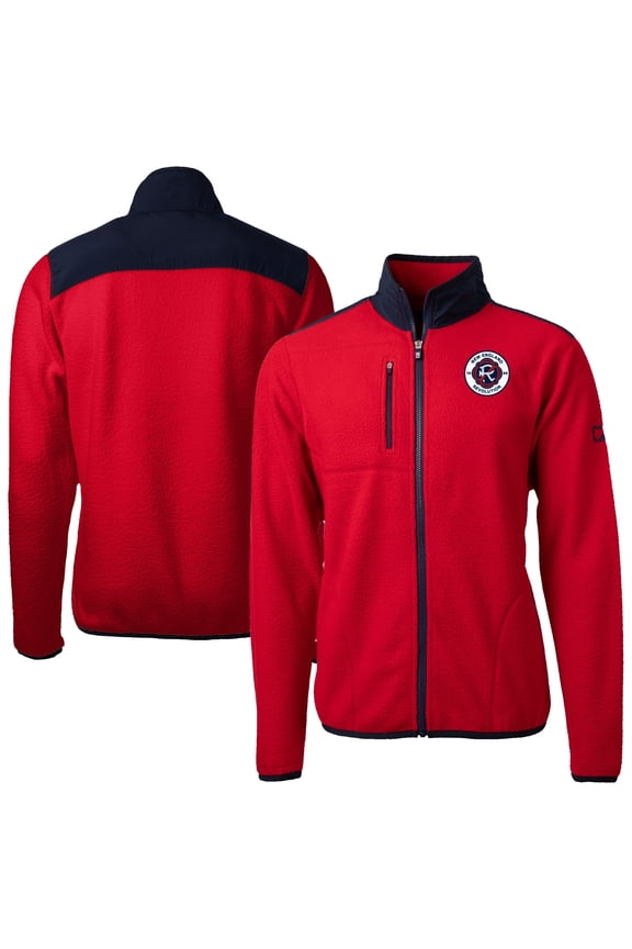 Men's-Cutter & Buck  Red New England Revolution Cascade Eco Fleece Full Zip Jacket