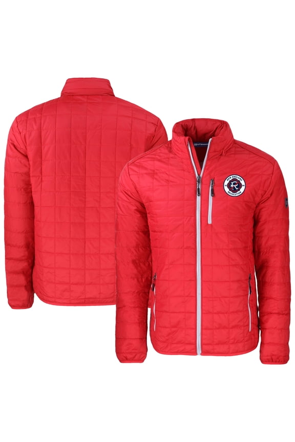 Men's Cutter & Buck Red New England Revolution Rainier PrimaLoft Eco Insulated Puffer Full-Zip Jacket