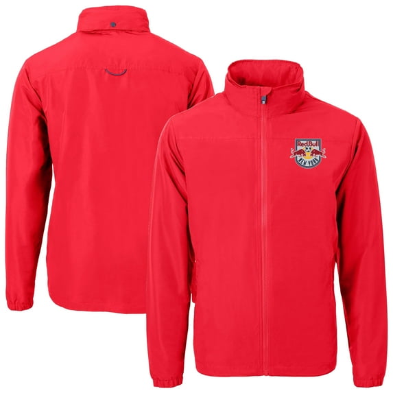 Men's-Cutter & Buck Red New York Red Bulls Charter Eco Recycled Full-Zip Jacket