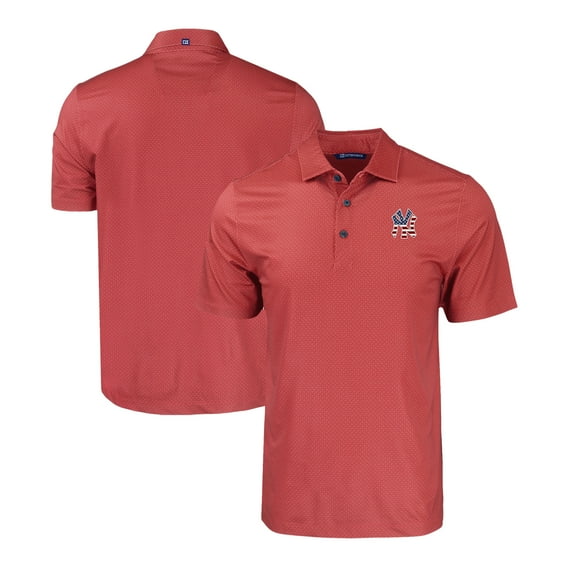 Men's Cutter & Buck Red New York Yankees Stars & Stripes Big & Tall Pike Eco Tonal Geo Print Stretch Recycled Polo