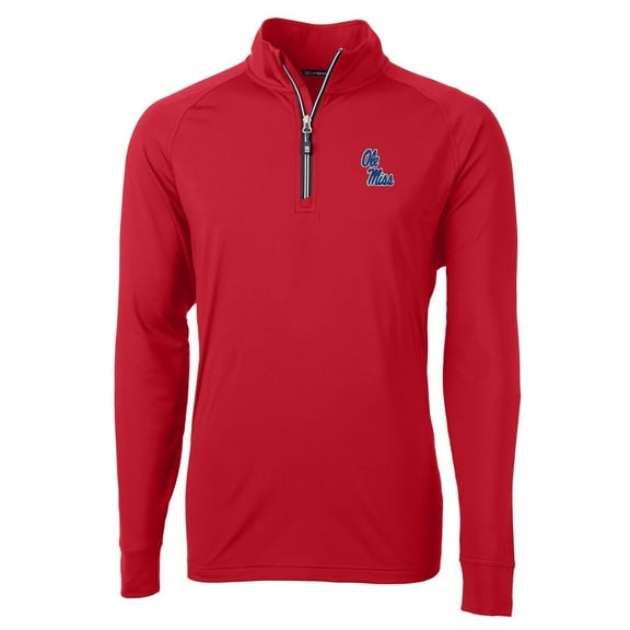 Men's Cutter & Buck Red Ole Miss Rebels Adapt Eco Knit Quarter-Zip Pullover Jacket