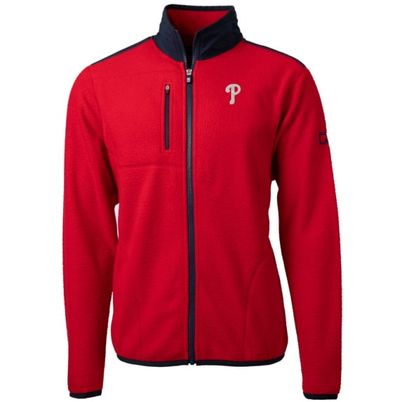 Men's Cutter & Buck Red Philadelphia Phillies Big & Tall Cascade Eco Sherpa Fleece Full-Zip Jacket