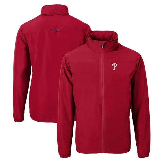 Men's Cutter & Buck Red Philadelphia Phillies Charter Eco Recycled Full-Zip Jacket