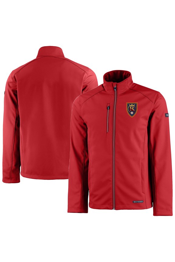 Men's-Cutter & Buck  Red Real Salt Lake Evoke Eco Softshell Recycled Full-Zip Jacket