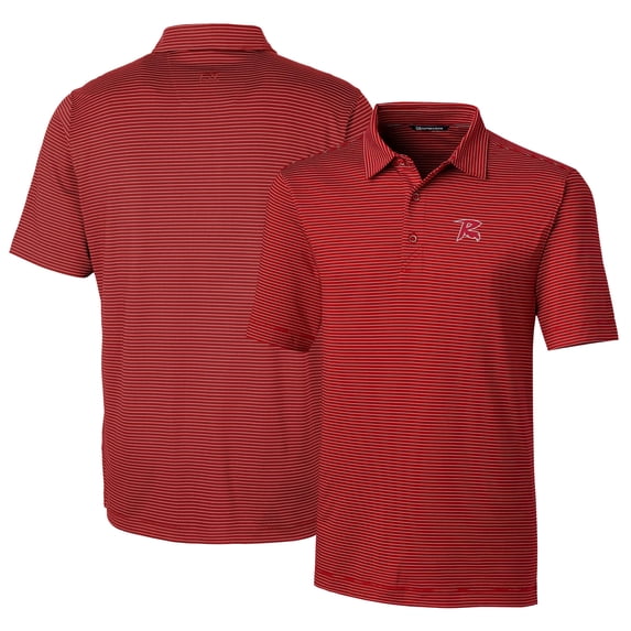 Men's Cutter & Buck Red Richmond Flying Squirrels Forge Pencil Stripe Stretch DryTec Polo