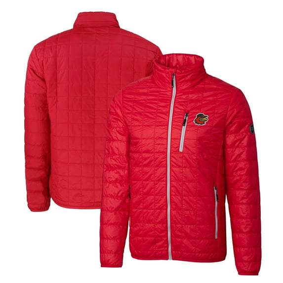 Men's Cutter & Buck Red Rochester Red Wings Rainier PrimaLoft Big & Tall Eco Insulated Full-Zip Puffer Jacket