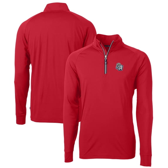 Men's Cutter & Buck Red San Antonio Missions Adapt Eco Knit Stretch Recycled Quarter-Zip Pullover