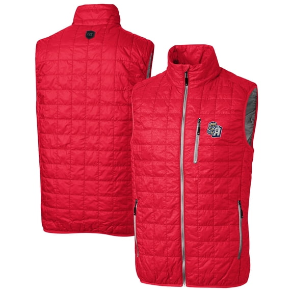 Men's Cutter & Buck Red San Antonio Missions Rainier PrimaLoft Big & Tall Eco Insulated Full-Zip Puffer Vest