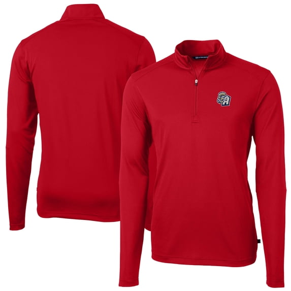 Men's Cutter & Buck Red San Antonio Missions Virtue Eco Pique Recycled Quarter-Zip Pullover Top