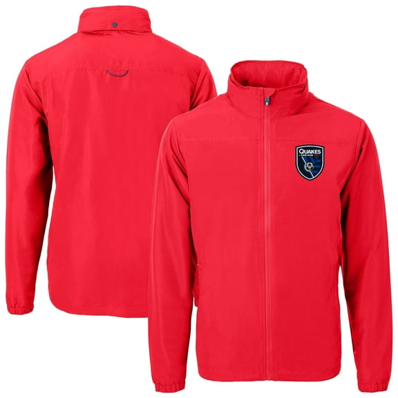 Men's-Cutter & Buck  Red San Jose Earthquakes Charter Eco Recycled Full-Zip Jacket