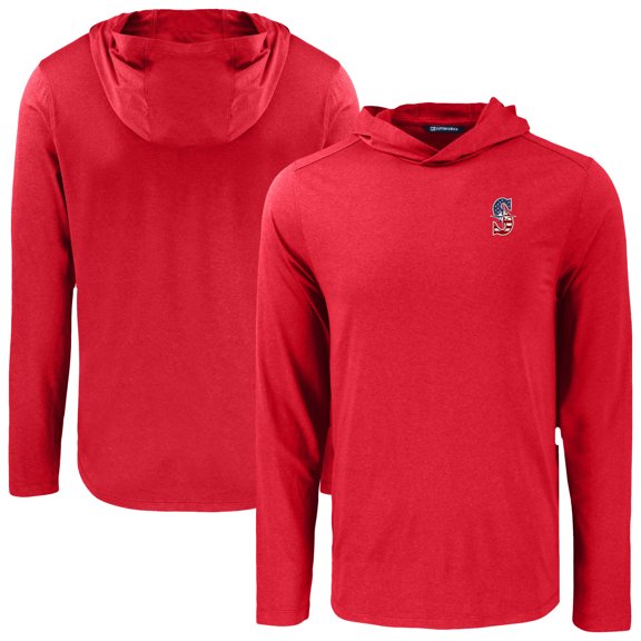 Men's Cutter & Buck Red Seattle Mariners Coastline Epic Comfort Recycled Eco Hoodie Long Sleeve T-Shirt