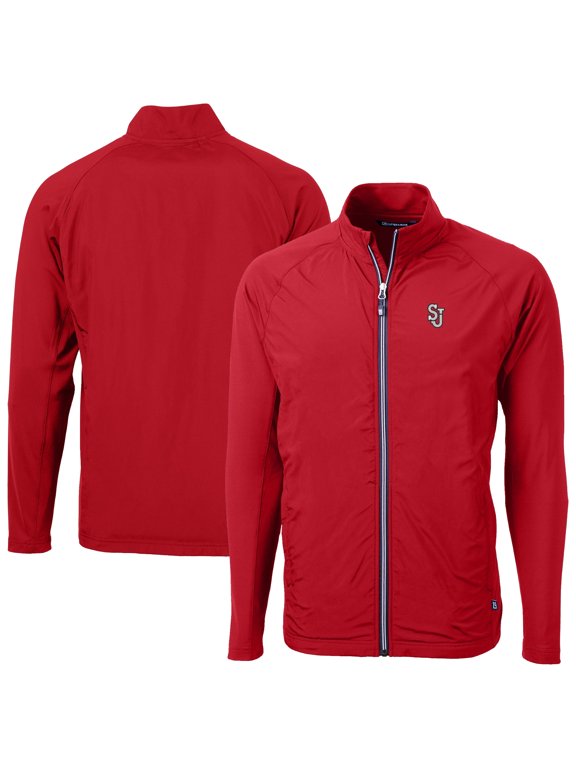 Men's Cutter & Buck Red St. John's Red Storm Adapt Eco Knit Hybrid Recycled Full-Zip Jacket