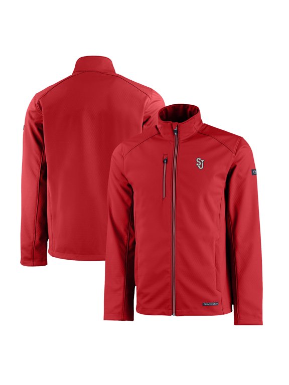 Men's Cutter & Buck Red St. John's Red Storm Evoke Eco Softshell Recycled Full-Zip Jacket