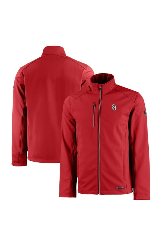 Men's Cutter & Buck Red St. John's Red Storm Evoke Eco Softshell Recycled Full-Zip Jacket