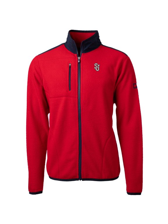 Men's Cutter & Buck Red St. John's Red Storm Team Logo Cascade Eco Sherpa Fleece Full-Zip Jacket