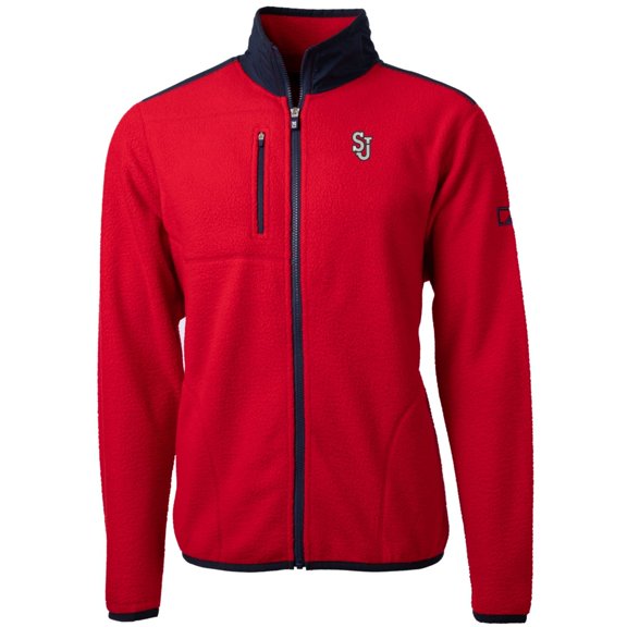Men's Cutter & Buck Red St. John's Red Storm Team Logo Cascade Eco Sherpa Fleece Full-Zip Jacket