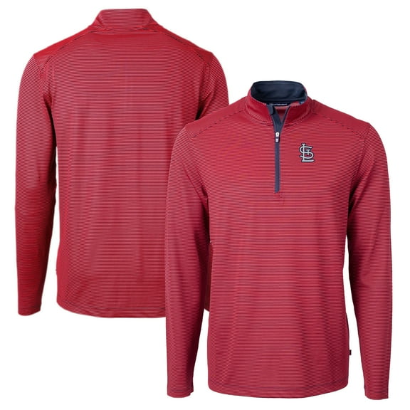 Men's Cutter & Buck Red St. Louis Cardinals Big & Tall Virtue Eco Pique Micro Stripe Quarter-Zip Jacket