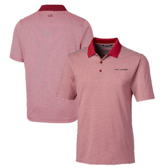 Men's Cutter & Buck Red THE PLAYERS DryTec Forge Tonal Stripe Stretch Polo