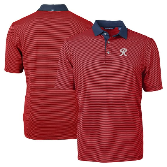 Men's Cutter & Buck Red Tacoma Rainiers Big & Tall Virtue Eco Pique Micro Stripe Recycled Polo