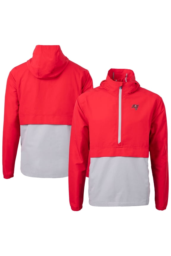 Men's Cutter & Buck Red Tampa Bay Buccaneers Charter Eco Recycled Anorak Half-Zip Jacket